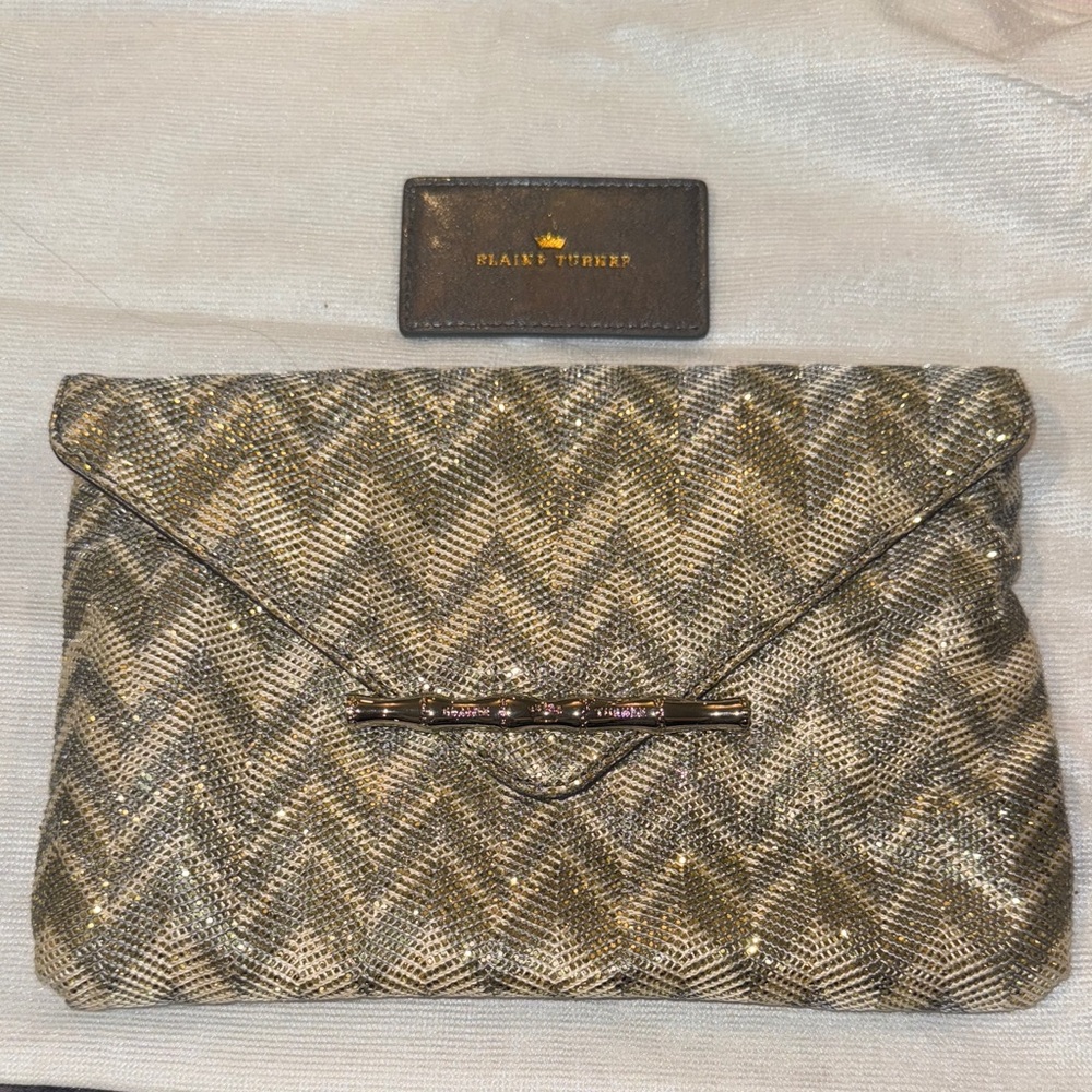Elaine Turner Metallic Chevron Clutch
